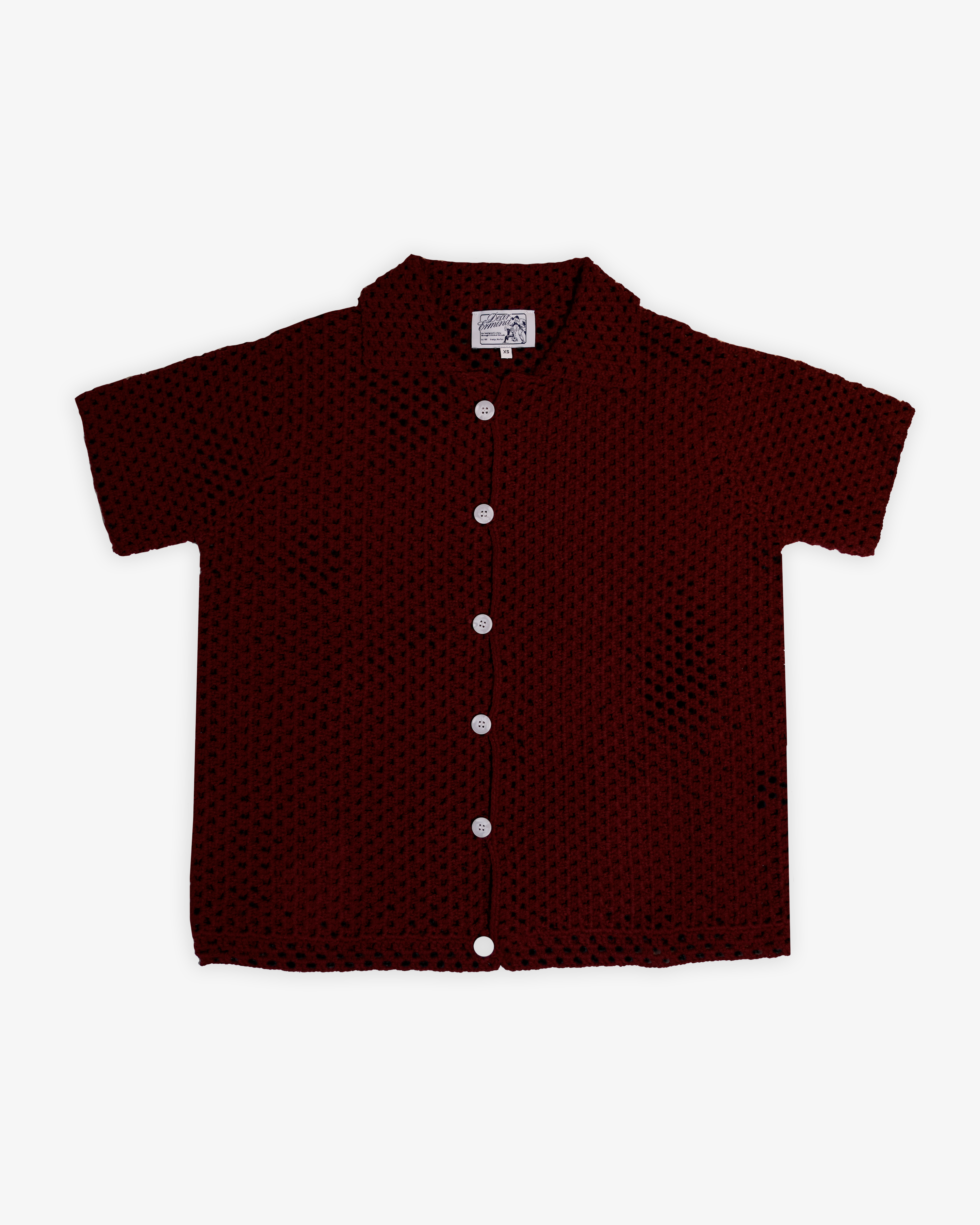 BURGUNDY CROCHET KNIT SHIRT
