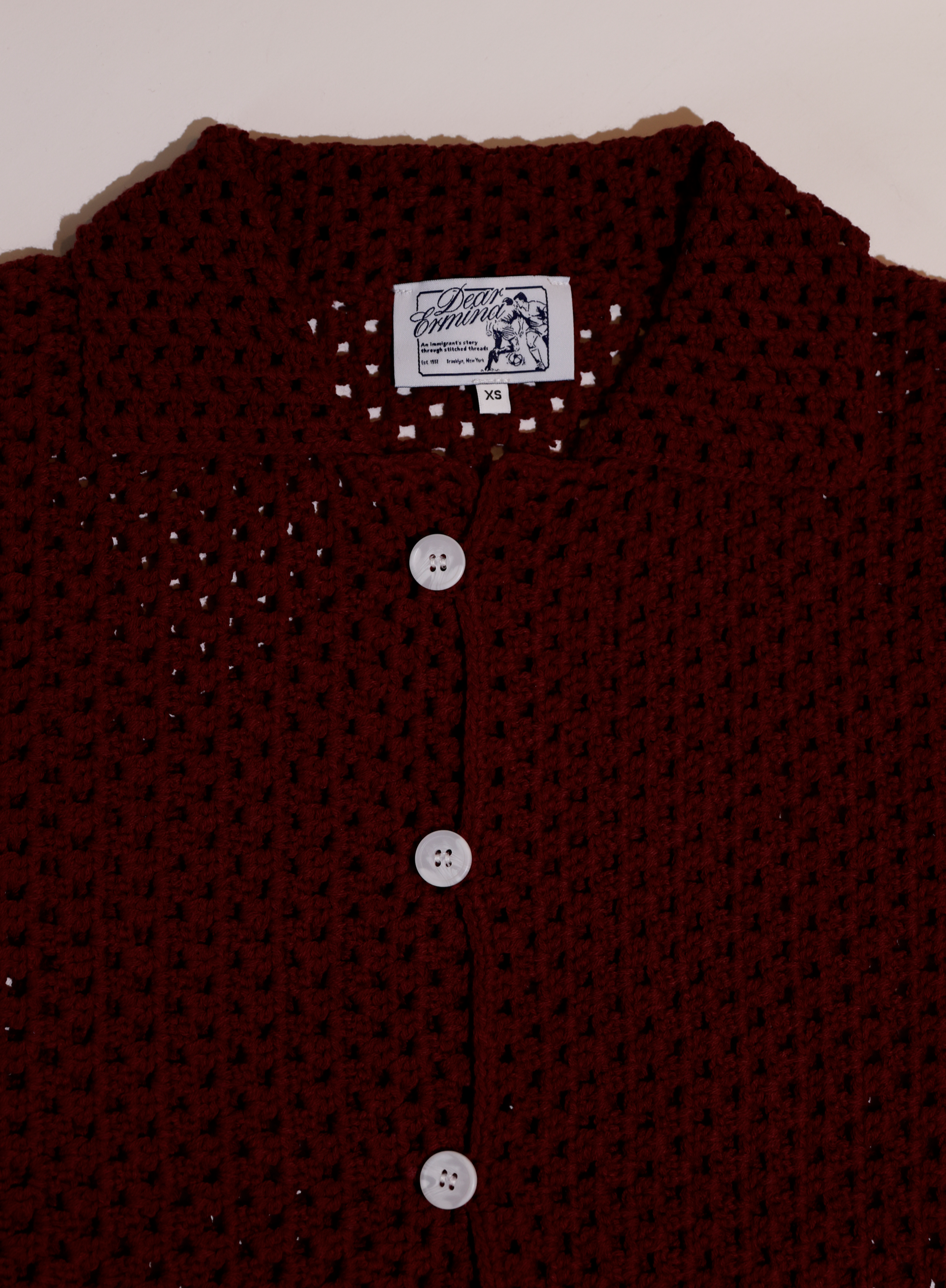 BURGUNDY CROCHET KNIT SHIRT